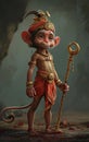 Illustration of Hanuman - hindu God, king of monkeys