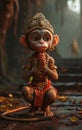 Illustration of Hanuman - hindu God, king of monkeys