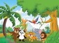 Illustration of happy animal in the jungle