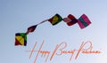Illustration of Happy Basant Panchami colourful kites in the sky