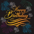 Happy birthday handlettering with background