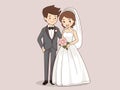 Illustration of a Happy Bride and Groom Royalty Free Stock Photo