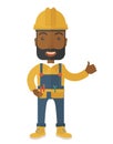 Illustration of a happy carpenter wearing hard hat Royalty Free Stock Photo