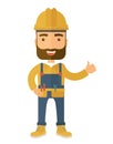 Illustration of a happy carpenter wearing hard hat and overalls Royalty Free Stock Photo