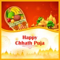 Happy Chhath Puja Holiday background for Sun festival of India