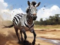 Illustration of a Happy Cute Zebra Horse