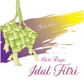 Illustration of Happy Day Idul Fitri greeting card with Vector of ketupat Royalty Free Stock Photo