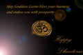 Illustration of Happy Dhanteras with a coin on a black background