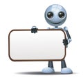 Little robot hold blank sign board