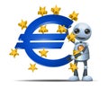 Little robot hold euro symbol