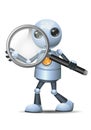 Little robot hold magnifier glass