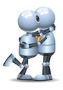Little robot hugging and kissing