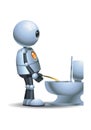 Little robot pee on toilet