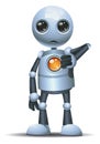 Little robot thumb down on isolated white background