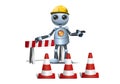 Little robot on under construction site Royalty Free Stock Photo