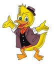 Illustration happy duck wearing suit