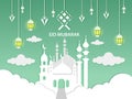 Illustration of happy eid mubarak`s background paper style for Muslims. greeting cards, banners, flyers, posters. graphic design