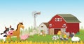 Illustration of happy farm animal cartoon Royalty Free Stock Photo