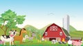 illustration of happy farm animal cartoon Royalty Free Stock Photo
