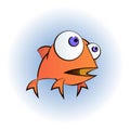 An illustration of a happy goldfish cartoon character