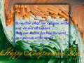 Illustration of Happy Independence day wishes card greeting poster banner with tricolours of Indian flag