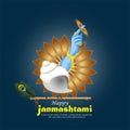 Illustration of happy Janmashtami. Lord Krishna