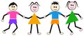 Happy kids playing colorful clip art