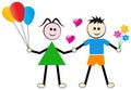 Happy kids playing colorful clip art
