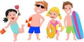 Illustration of happy kids with toy beach Royalty Free Stock Photo