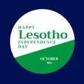 Illustration of happy lesotho independence day october 4th text on blue background, copy space