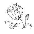 Illustration of a happy lion. Coloring book