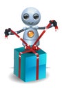 Little robot open birthday present