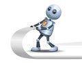 Little robot pulling corner of page Royalty Free Stock Photo