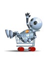 Little robot riding shopping cart