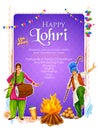 Happy Lohri holiday background for Punjabi festival