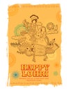 Happy Lohri holiday background for Punjabi festival