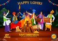 Happy Lohri holiday background for Punjabi festival Royalty Free Stock Photo