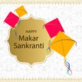 Illustration of Happy Makar Sankranti wallpaper with colorful kite string for festival of India Royalty Free Stock Photo