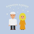 Illustration of happy Muslim couple.