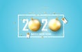 Illustration of 2020 happy new year label design.Holiday on pastel symbol with Gift golden.Graphic Merry Christmas balls and