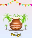 illustration of Happy Pongal Holiday Harvest Festival of Tamil Nadu South India greeting background Royalty Free Stock Photo