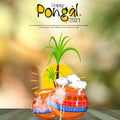 Illustration of Happy Pongal Holiday Harvest Festival of Tamil Nadu South India greeting background