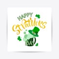 Illustration of Happy Saint Patrick`s Day logotype.