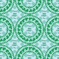 St. Patrick's Day mandala circle clover green writing seamless pattern