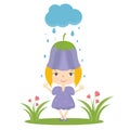 Illustration of happy small girl in flower hat Royalty Free Stock Photo