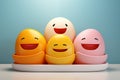 illustration of happy smiling eggs in egg cups Royalty Free Stock Photo