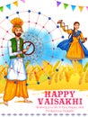 Happy Vaisakhi Punjabi spring harvest festival of Sikh celebration background Royalty Free Stock Photo