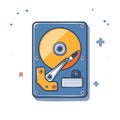 Illustration of a hard disk drive computer component in a flat design Royalty Free Stock Photo