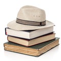 Hat on books illustration isolated on white Royalty Free Stock Photo