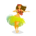 Illustration of a Hawaiian hula dancer woman